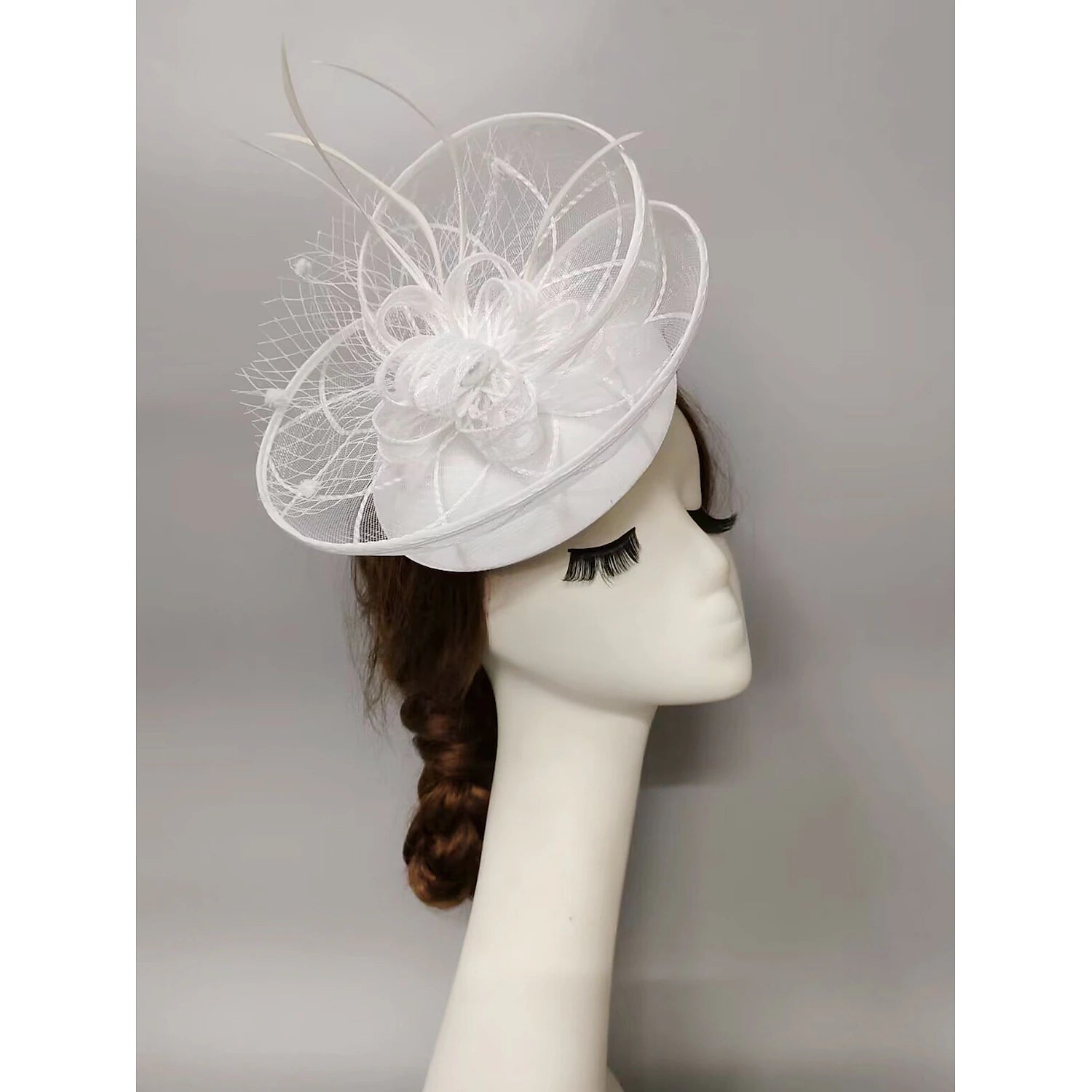 Wholesale Fascinators Kentucky Derby Hat Headwear Headpiece Pearl Feathers Veil Hat Wedding Ladies Day Cocktail Royal Astcot With Feather Pearl Headpiece Headwear