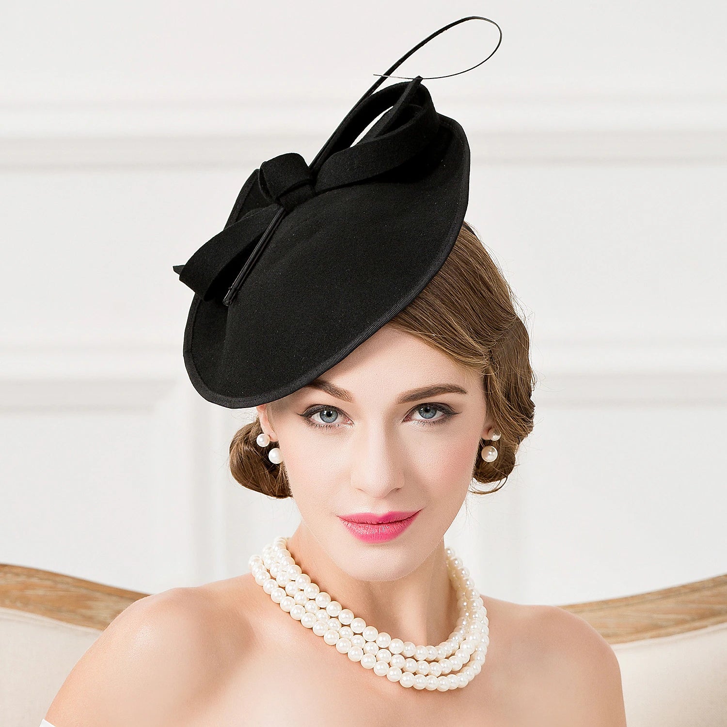 Wholesale Fascinators Hats Headpiece Wool Saucer Hat Wedding Horse Race Ladies Day Cocktail Elegant With Headpiece Headwear