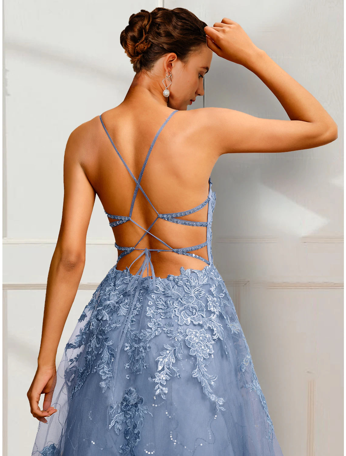 Wholesale  A-Line Prom Dresses Floral Dress Party Wear Prom Floor Length Sleeveless Spaghetti Strap Satin with Appliques