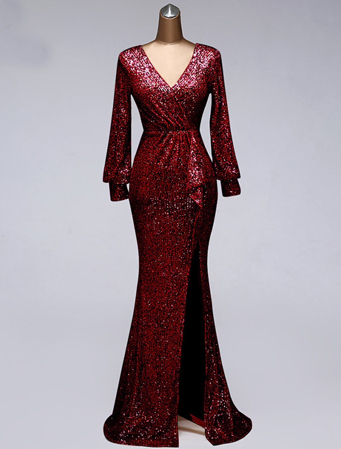 Wholesale A-Line Elegant Sparkle & Shine Formal Evening Dress High Neck Sleeveless Floor Length Tulle with Sash / RibbonMermaid / Trumpet Evening Gown Elegant Dress Wedding Guest Formal Evening Floor Length Long Sleeve V Neck Tulle with Sequin