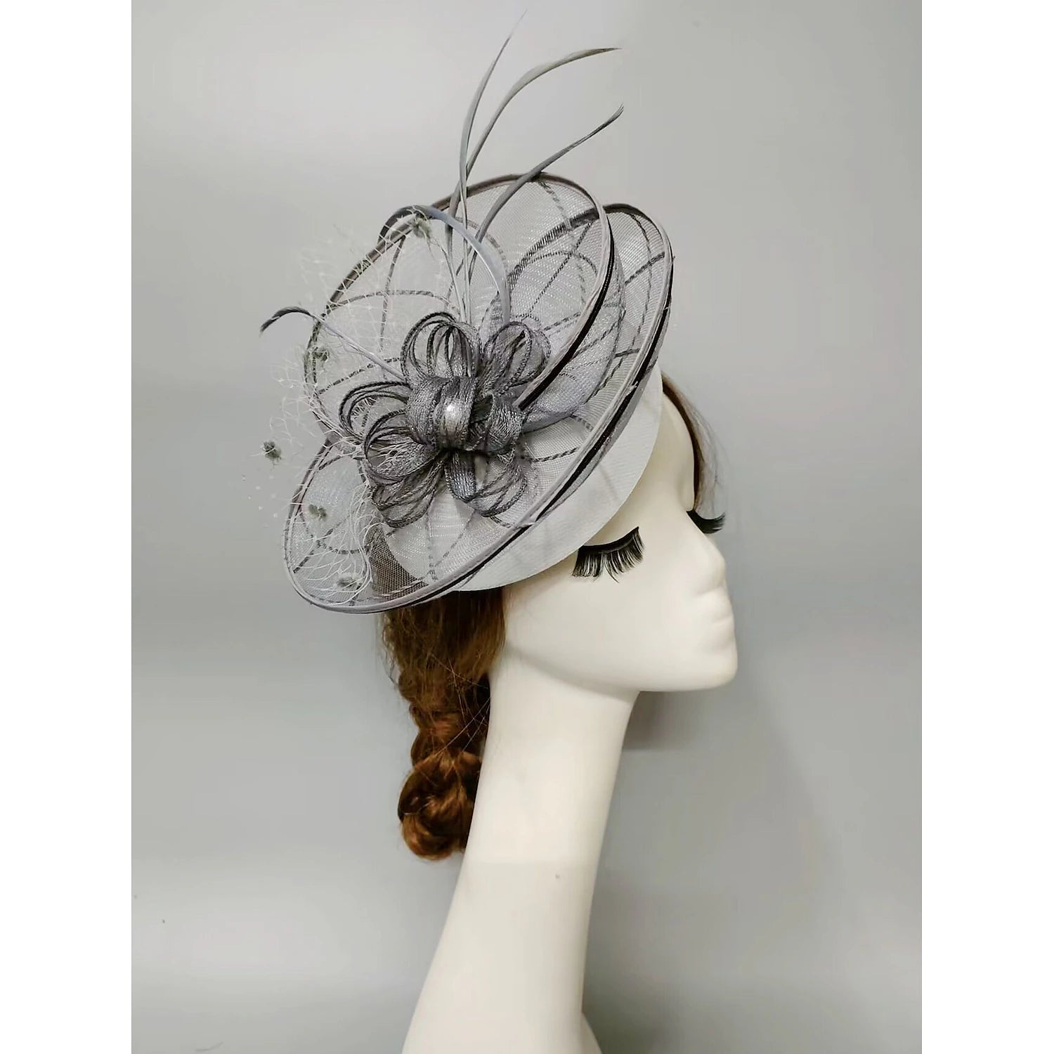 Wholesale Fascinators Kentucky Derby Hat Headwear Headpiece Pearl Feathers Veil Hat Wedding Ladies Day Cocktail Royal Astcot With Feather Pearl Headpiece Headwear