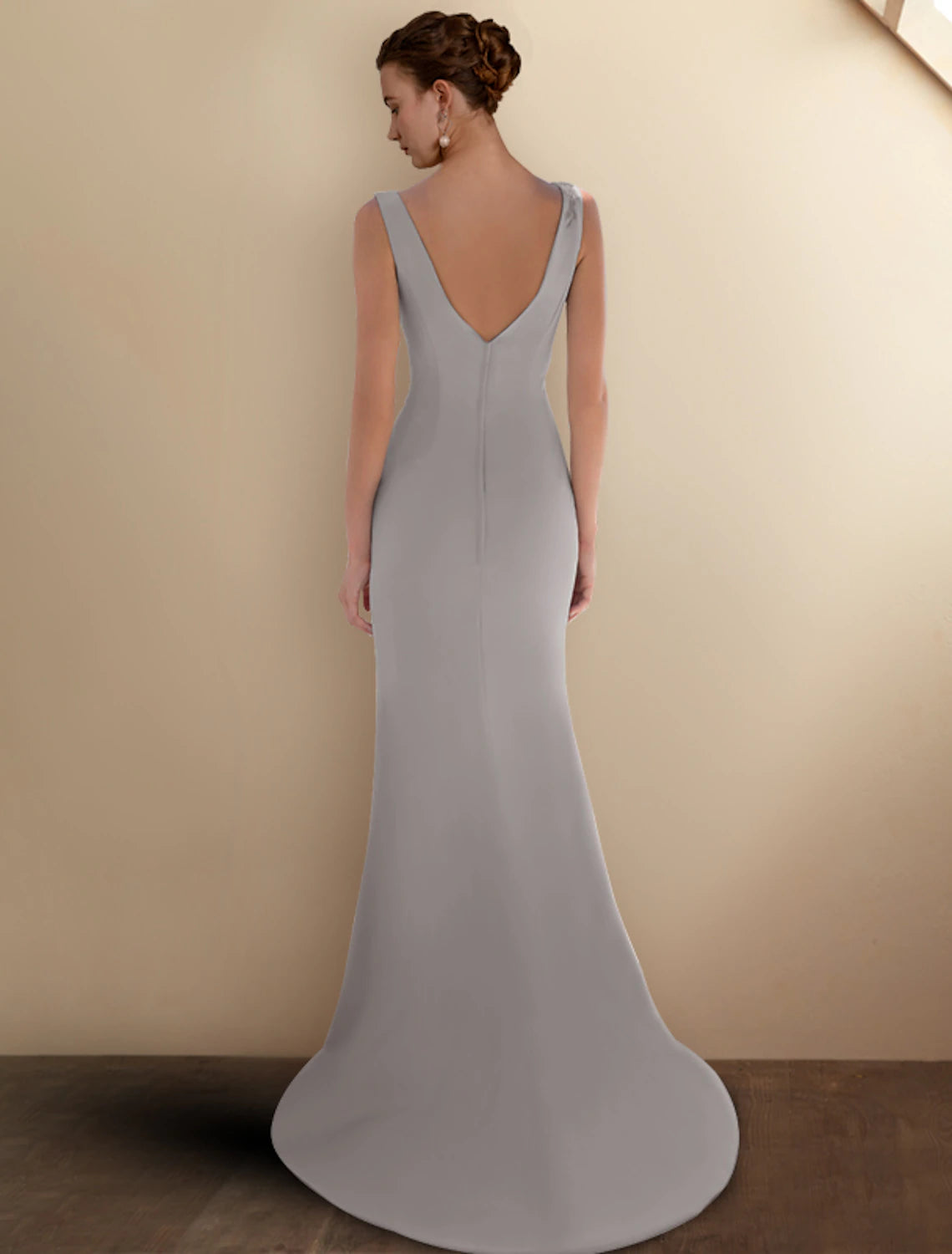 Wholesale  Mermaid / Trumpet Mother of the Bride Dress Elegant Jewel Neck Sweep / Brush Train Stretch Chiffon Sleeveless Short Jacket Dresses with Appliques