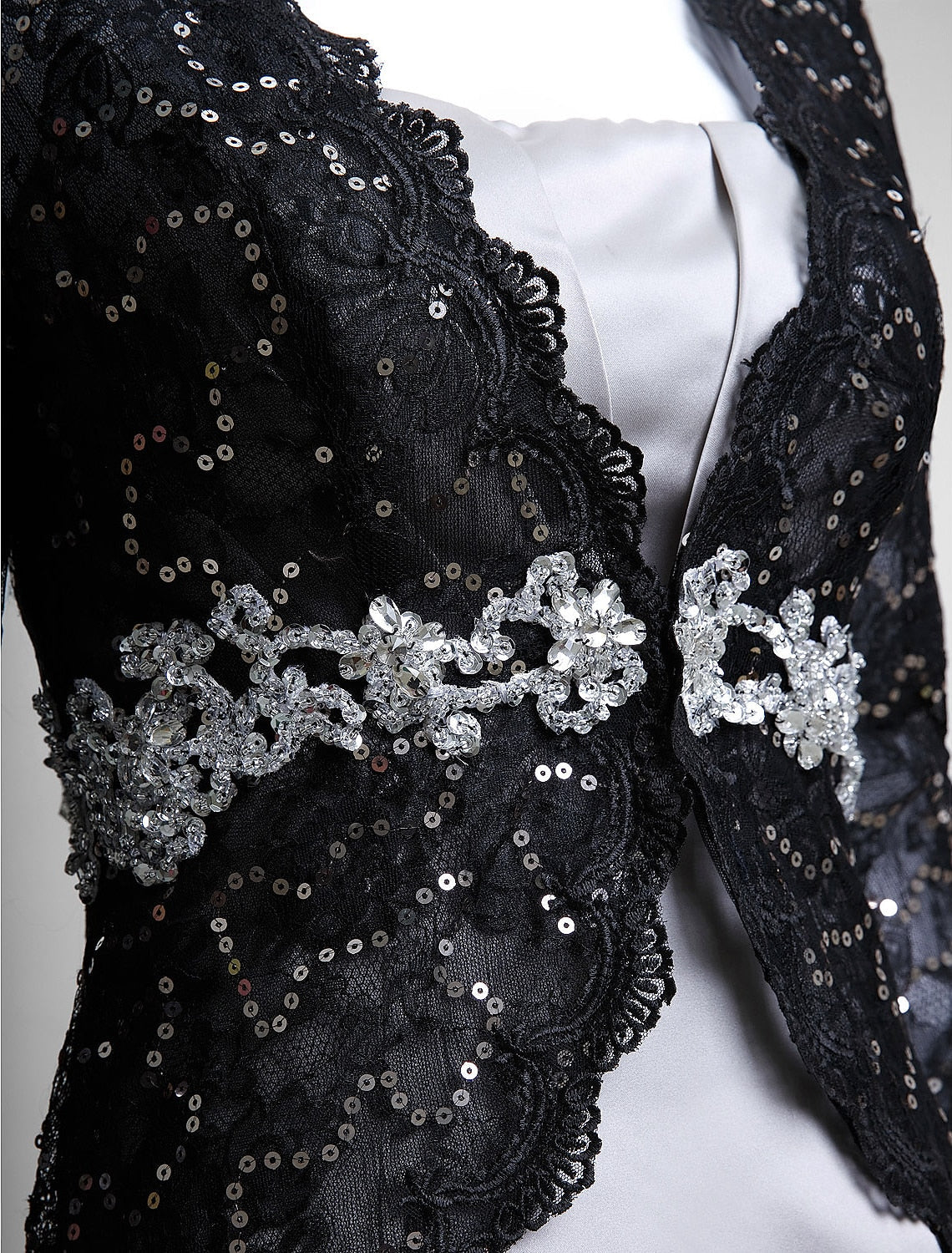 Wholesale Mermaid / Trumpet Mother of the Bride Dress Convertible Dress Strapless Floor Length Satin Lace 3/4 Length Sleeve No with Lace Beading Sequin