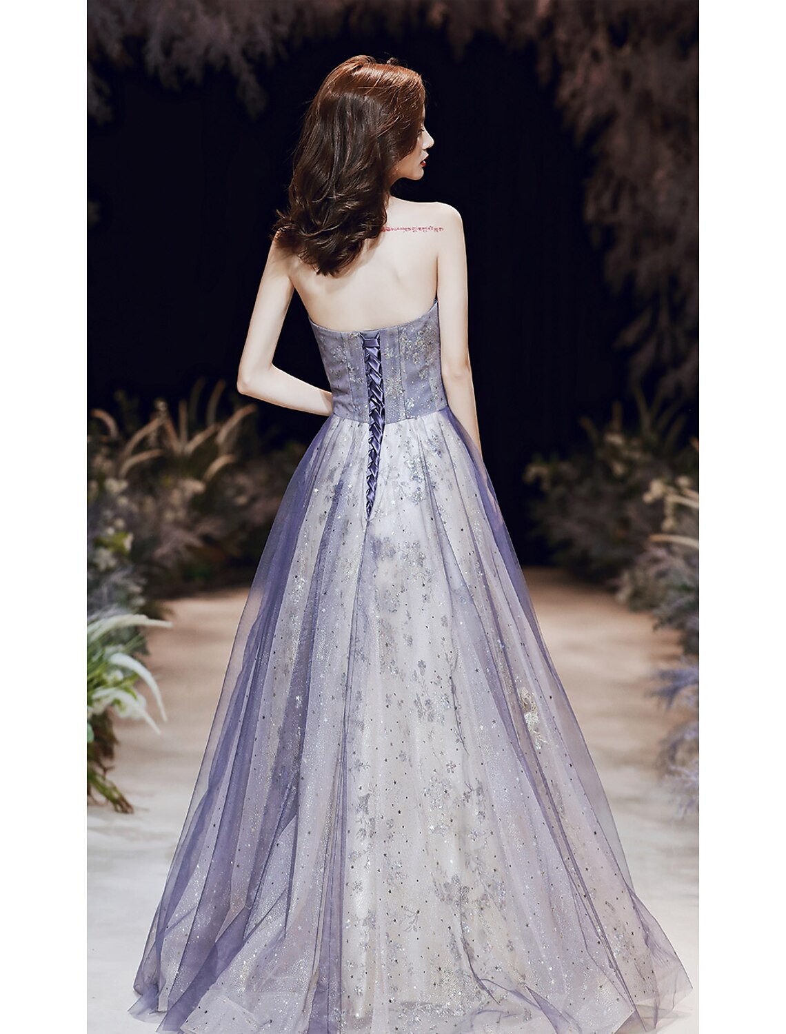 Wholesale  A-Line Sparkle Elegant Wedding Guest Prom Formal Evening Dress Strapless Sleeveless Floor Length Satin with