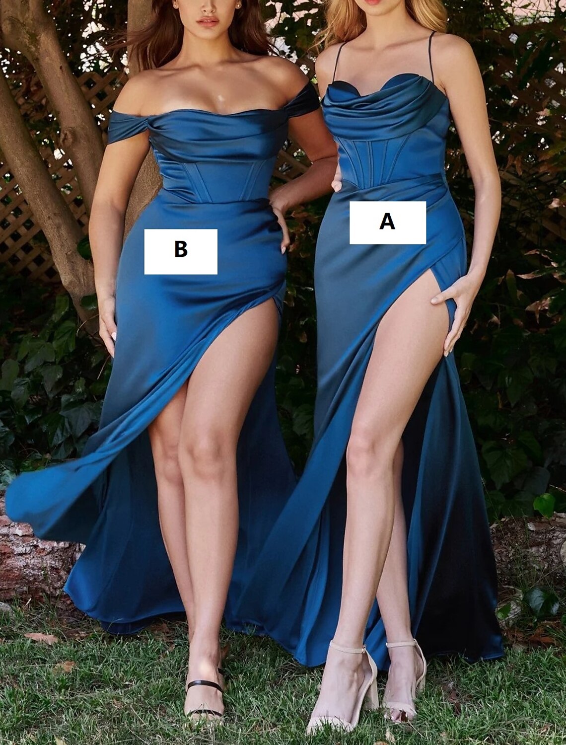Wholesale Mermaid / Trumpet Bridesmaid Dress Off Shoulder Sleeveless Blue Floor Length Chiffon with Split Front / Ruching