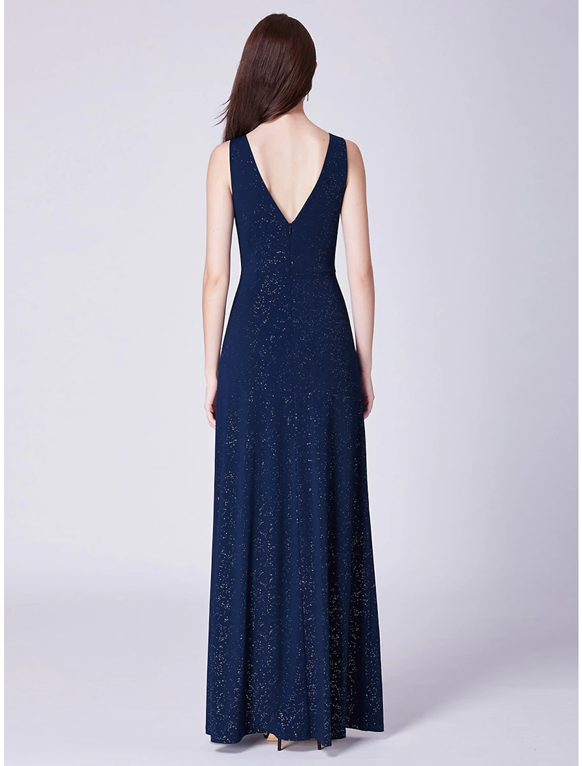 Wholesale  A-Line Elegant Formal Evening Dress V Neck Sleeveless Floor Length Cotton Blend with Draping