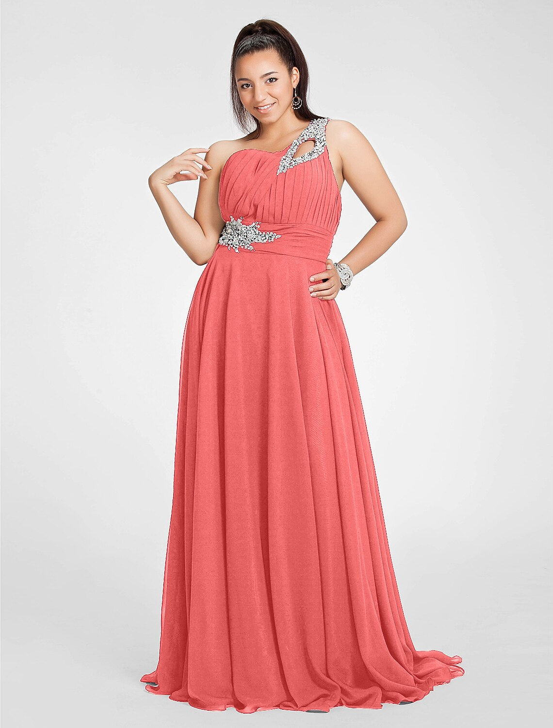 Wholesale A-Line Cut Out Dress Wedding Guest Prom Sweep / Brush Train Sleeveless One Shoulder Chiffon with Ruched Beading