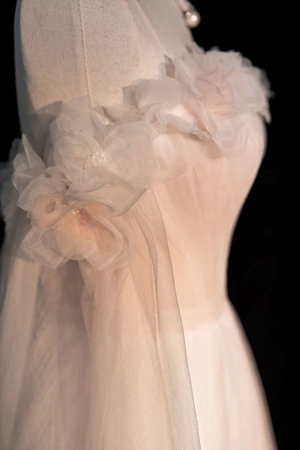 Wholesale Pink Gradient Tulle Long A-Line Prom Dress Long Sleeve Evening Party Dress