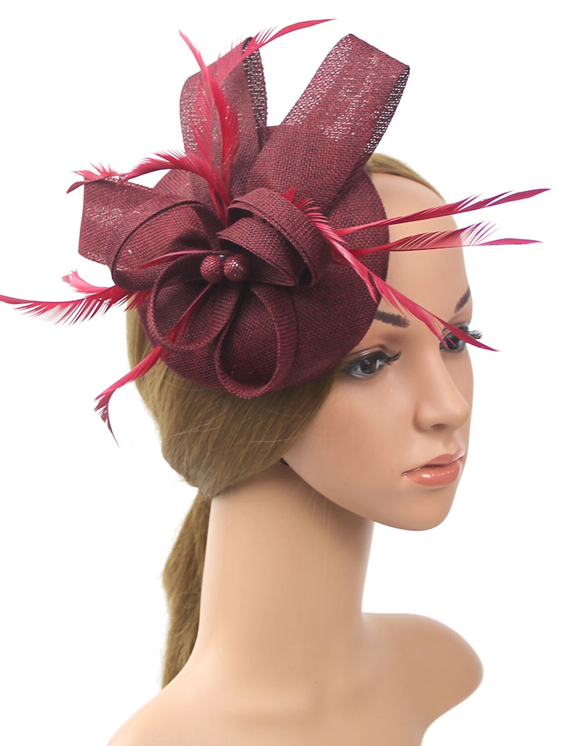 Wholesale Fascinators Kentucky Derby Hat Headwear Polyester / Polyamide Bucket Hat Pillbox Hat Holiday Melbourne Cup Cocktail Royal Astcot With Feather Appliques Headpiece Headwear