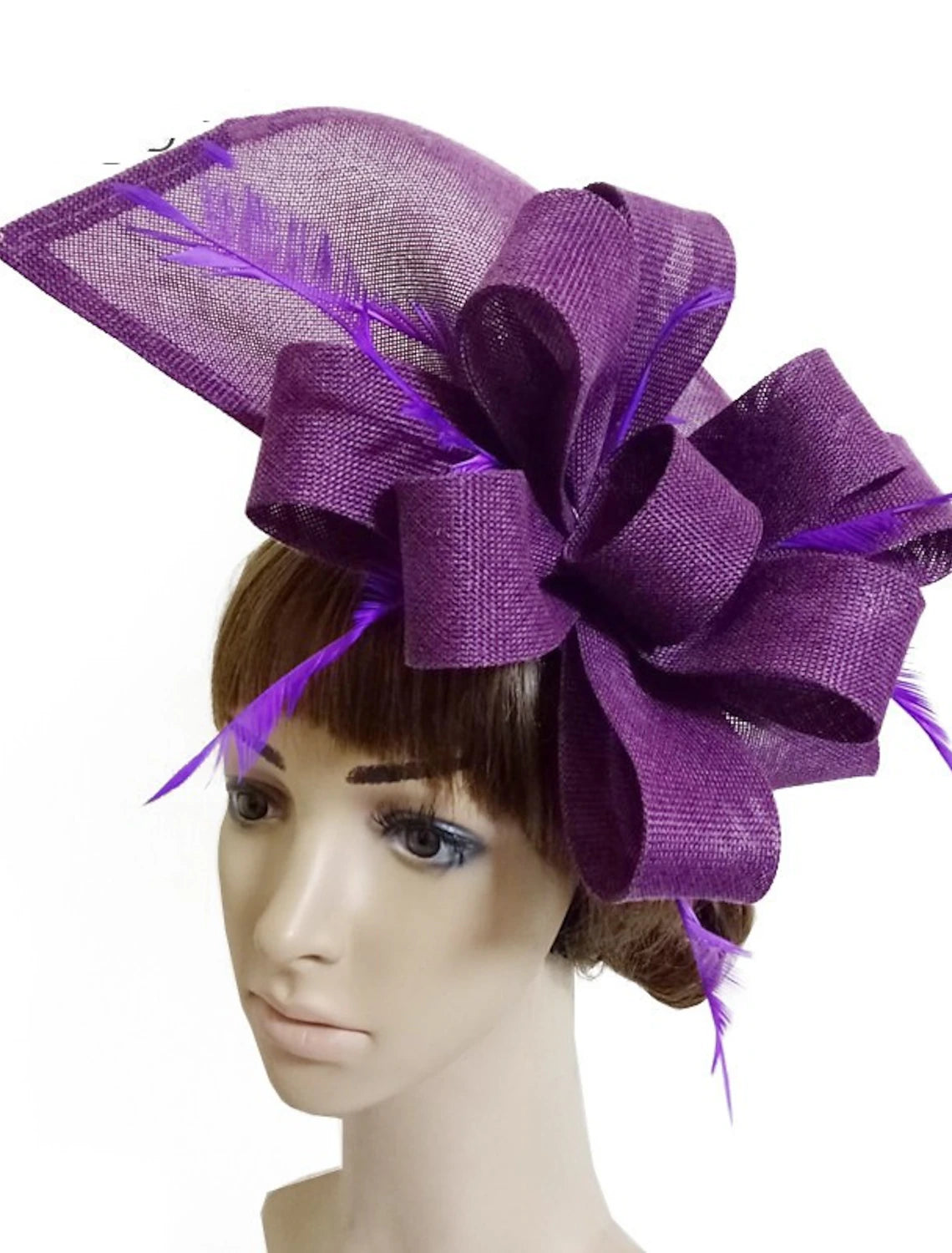 Wholesale Fascinators Faux Linen Kentucky Derby Horse Race Cocktail Royal Astcot Retro Elegant With Feather Bowknot Headpiece Headwear