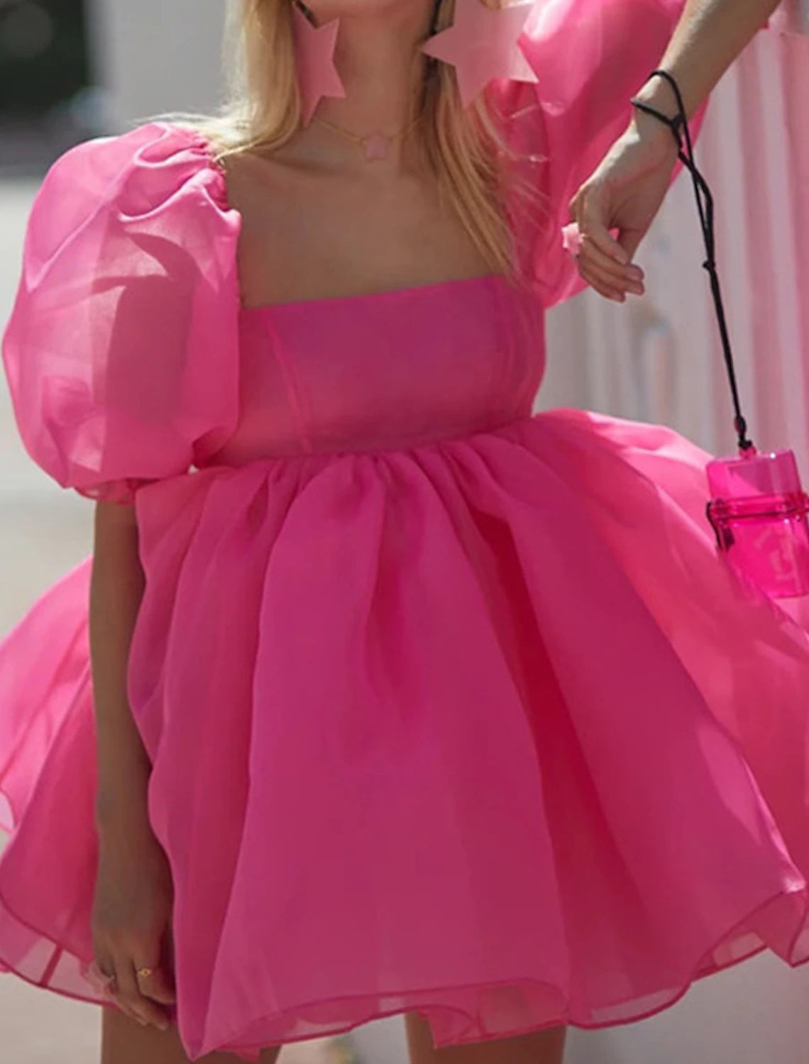 Wholesale Women's Party Dress Homecoming Dress Holiday Dress Mini Dress Black White Red Short Sleeve Color Gradient Mesh Spring Summer Square Neck Fashion Party Vacation Summer Dress Slim