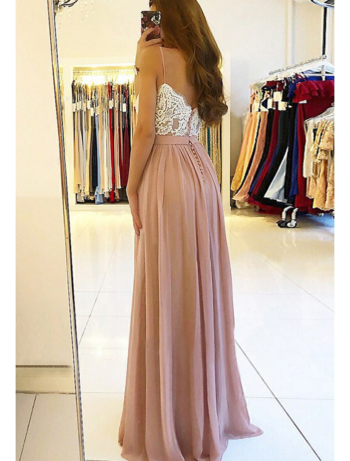 Wholesale  A-line/Princess Sweetheart Sleeveless Long/Floor-Length Chiffon Prom Dress With Split Appliqued