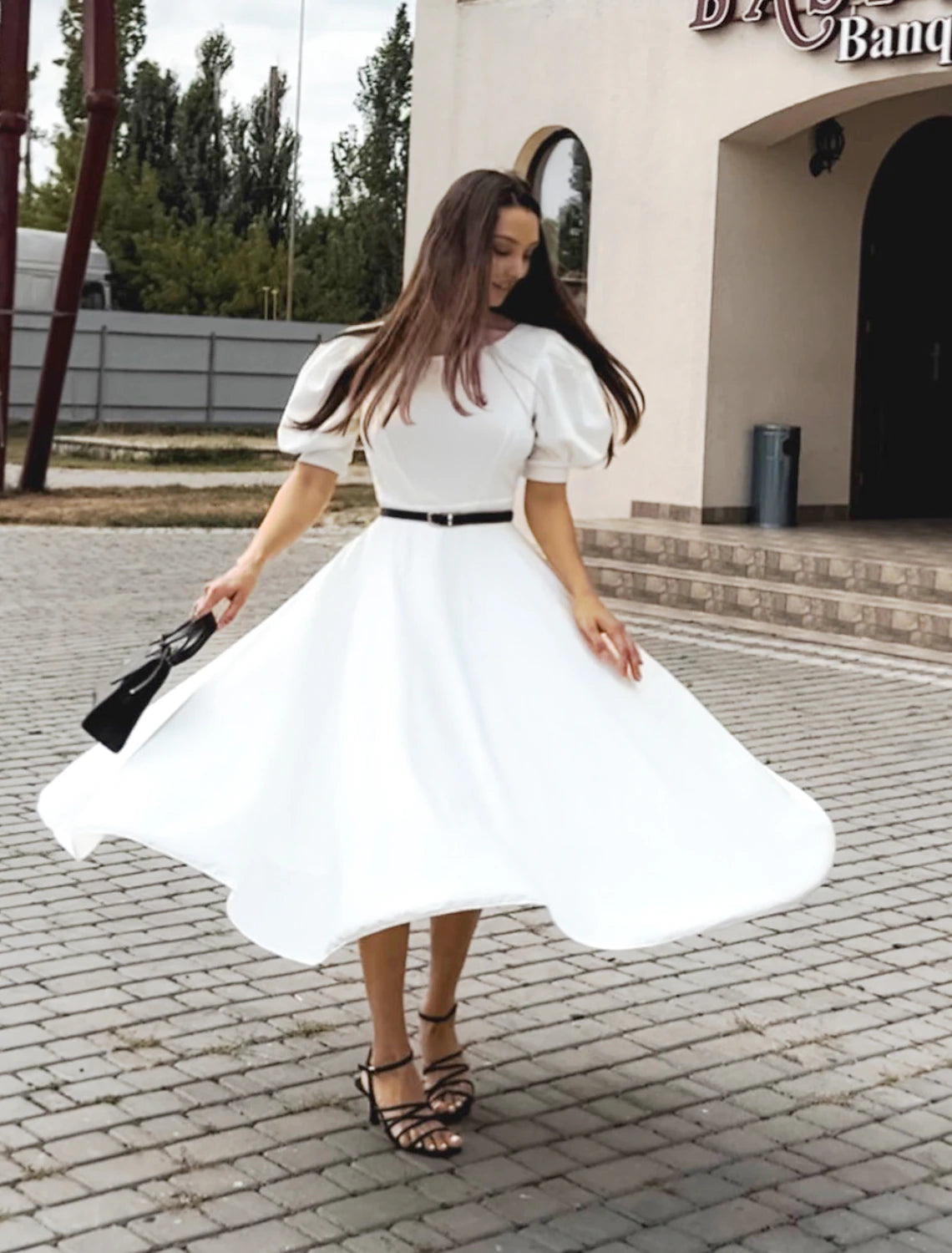 Wholesale Women's Party Dress Casual Dress Swing Dress Midi Dress Black White Pink Short Sleeve Pure Color Backless Summer Spring Crew Neck Party Party Birthday Spring Dress