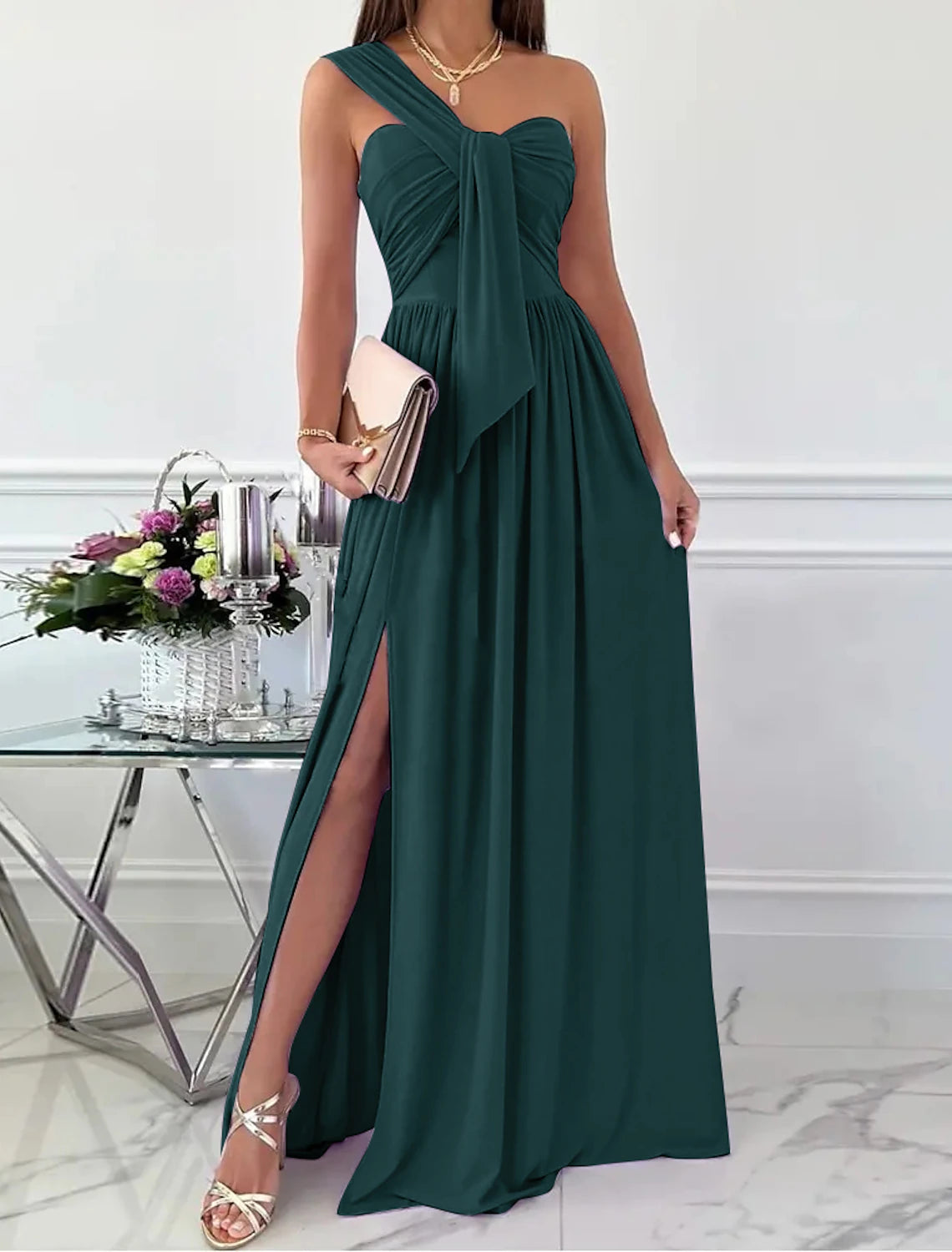 Wholesale Women's Party Dress Long Dress Maxi Dress Light Pink Green Black Sleeveless Pure Color Backless Spring Summer Strapless