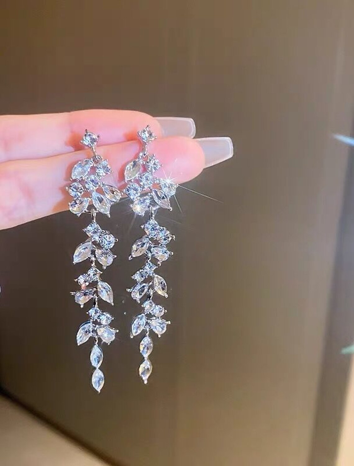 Wholesale Women's Drop Earrings Fine Jewelry Tassel Fringe Precious Stylish Luxury Earrings Jewelry Silver For Wedding Party 1 Pair