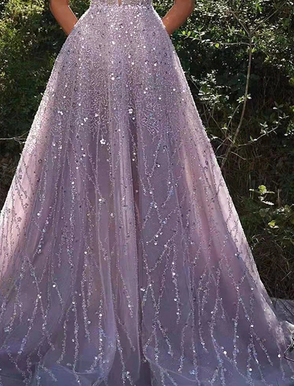 Wholesale  A-Line Prom Dresses Sparkle & Shine Dress Formal Wedding Party Floor Length Sleeveless V Neck Sequined Backless with Sequin