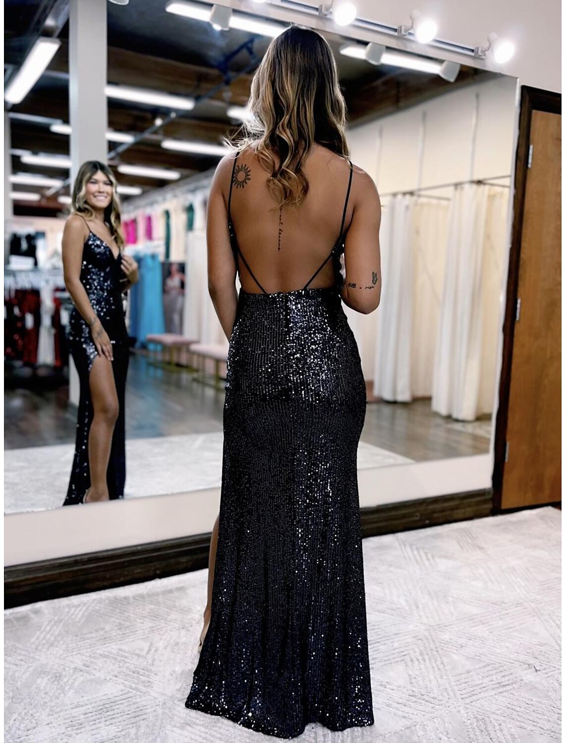 Wholesale  Mermaid / Trumpet Prom Dresses Sparkle & Shine Dress Formal Wedding Party Floor Length Sleeveless V Neck Sequined Backless with Sequin