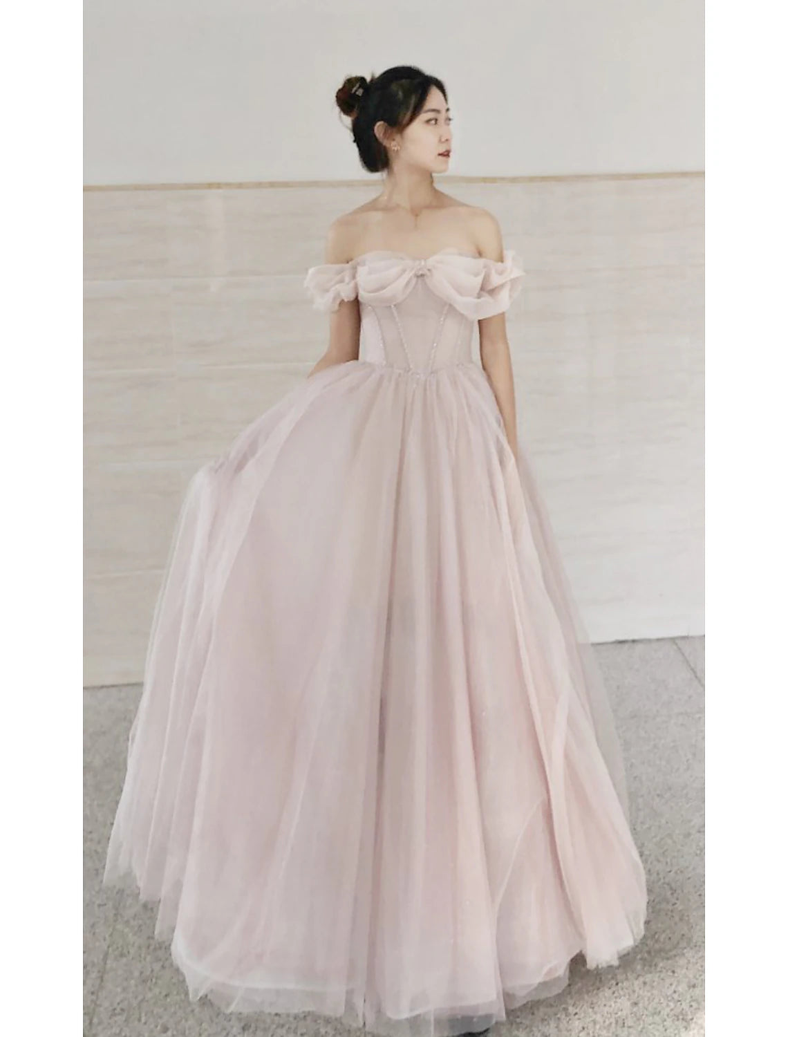 Wholesale  A-Line Prom Dresses Empire Dress Prom Formal Evening Sweep / Brush Train Short Sleeve Sweetheart Tulle with Pleats Beading
