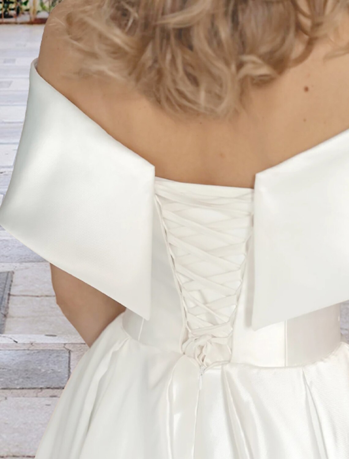 Wholesale Reception Wedding Dresses Simple Wedding Dresses Ball Gown Off Shoulder Cap Sleeve Tea Length Lace Bridal Gowns With Pleats Appliques Summer Wedding Party