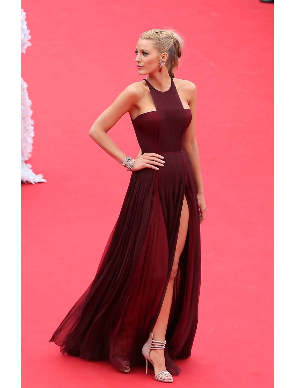 Wholesale Blake Lively Burgundy Celebrity Prom Dress Cannes Film Festival 2014 Red Carpet