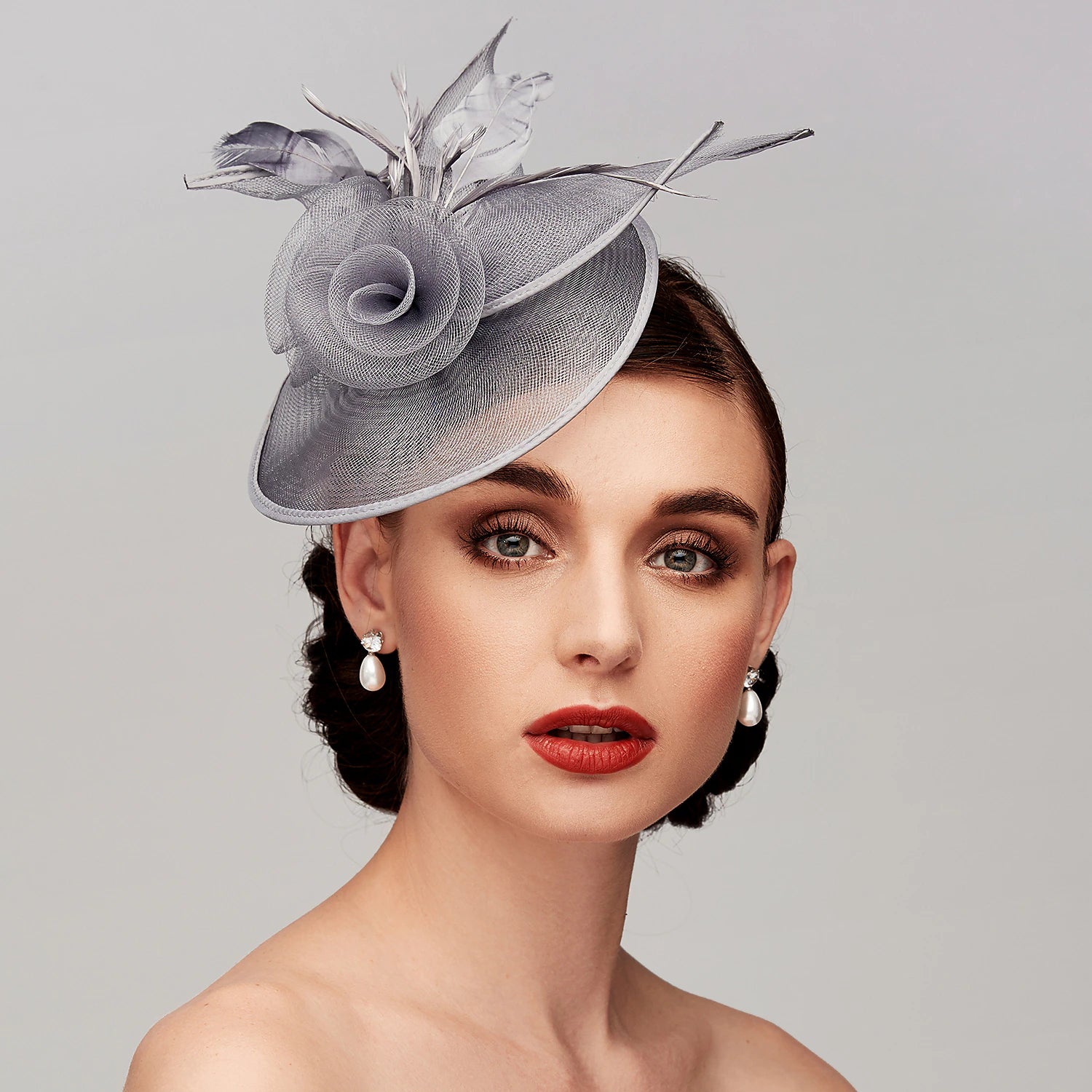 Wholesale Fascinators Feather Net Kentucky Derby Hat Fascinators Headpiece with Feather Floral Flower 1PC Wedding Horse Race Ladies Day Melbourne Cup Headpiece