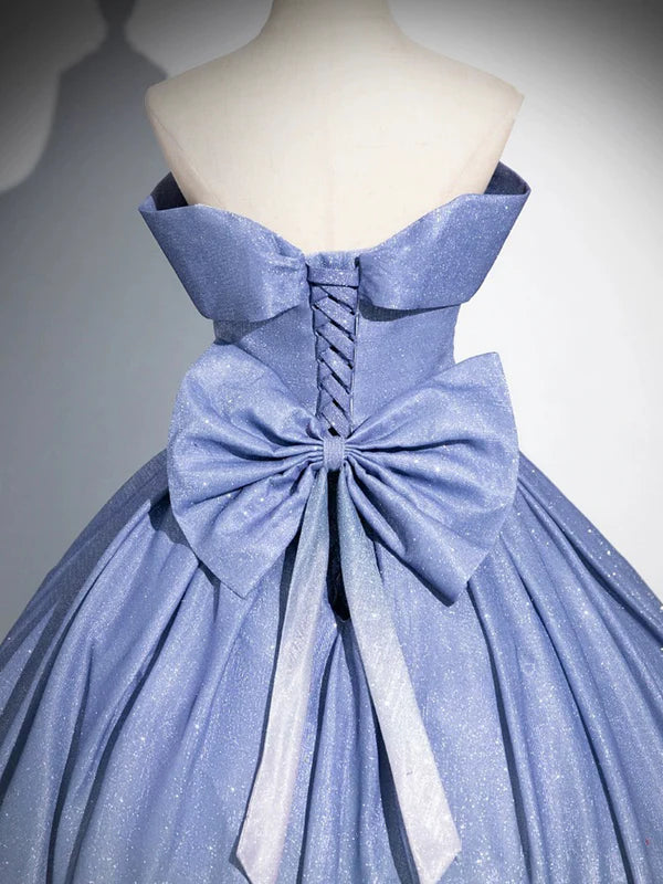 Wholesale Blue Gradient-Color Glitter Sequins Prom Dresses A-Line Off-The-Shoulder Blue Princess Formal Dresses