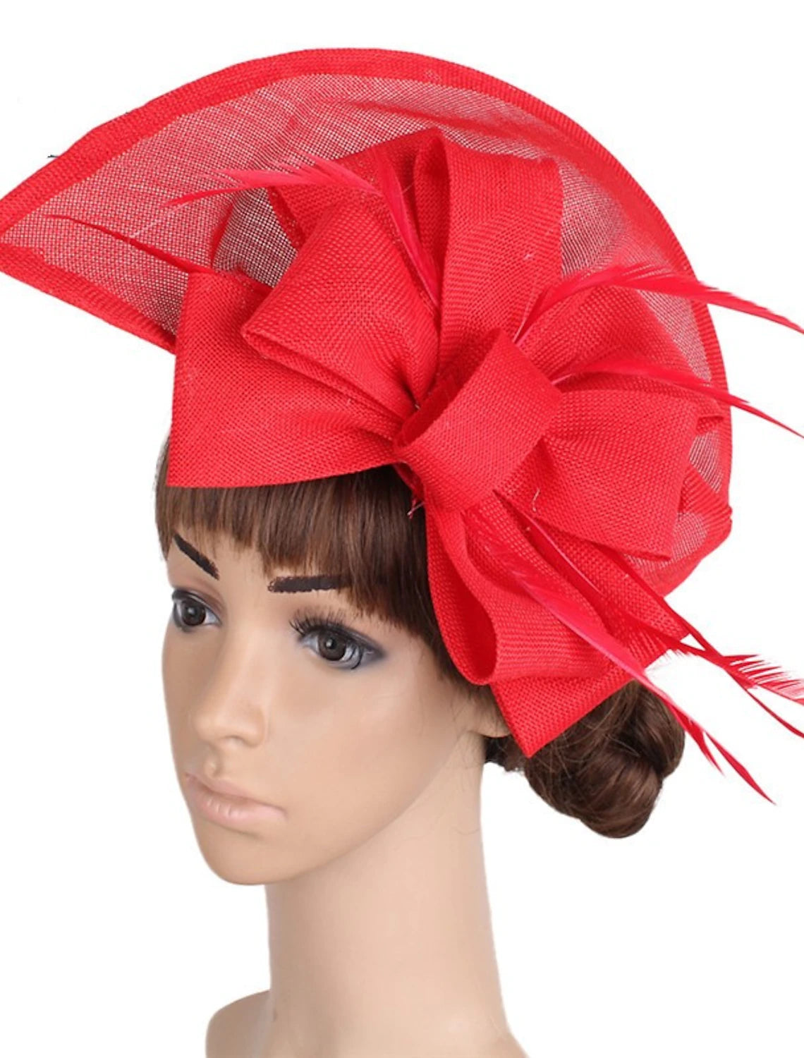 Wholesale Fascinators Faux Linen Kentucky Derby Horse Race Cocktail Royal Astcot Retro Elegant With Feather Bowknot Headpiece Headwear