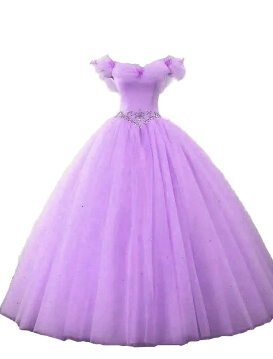 Wholesale Ball Gown Prom Dresses Princess Dress Graduation Quinceanera Floor Length Sleeveless Off Shoulder Tulle with Pearls Beading Butterfly