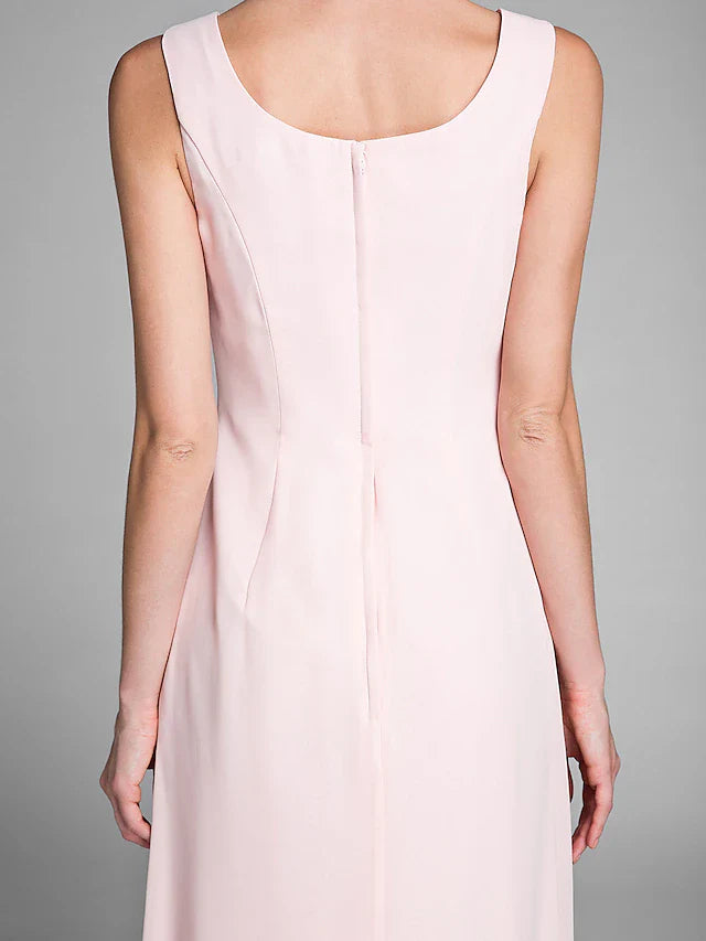 Wholesale Mermaid / Trumpet Mother of the Bride Dress Convertible Dress Scoop Neck Floor Length Chiffon Long Sleeve Wrap Included with Sash / Ribbon