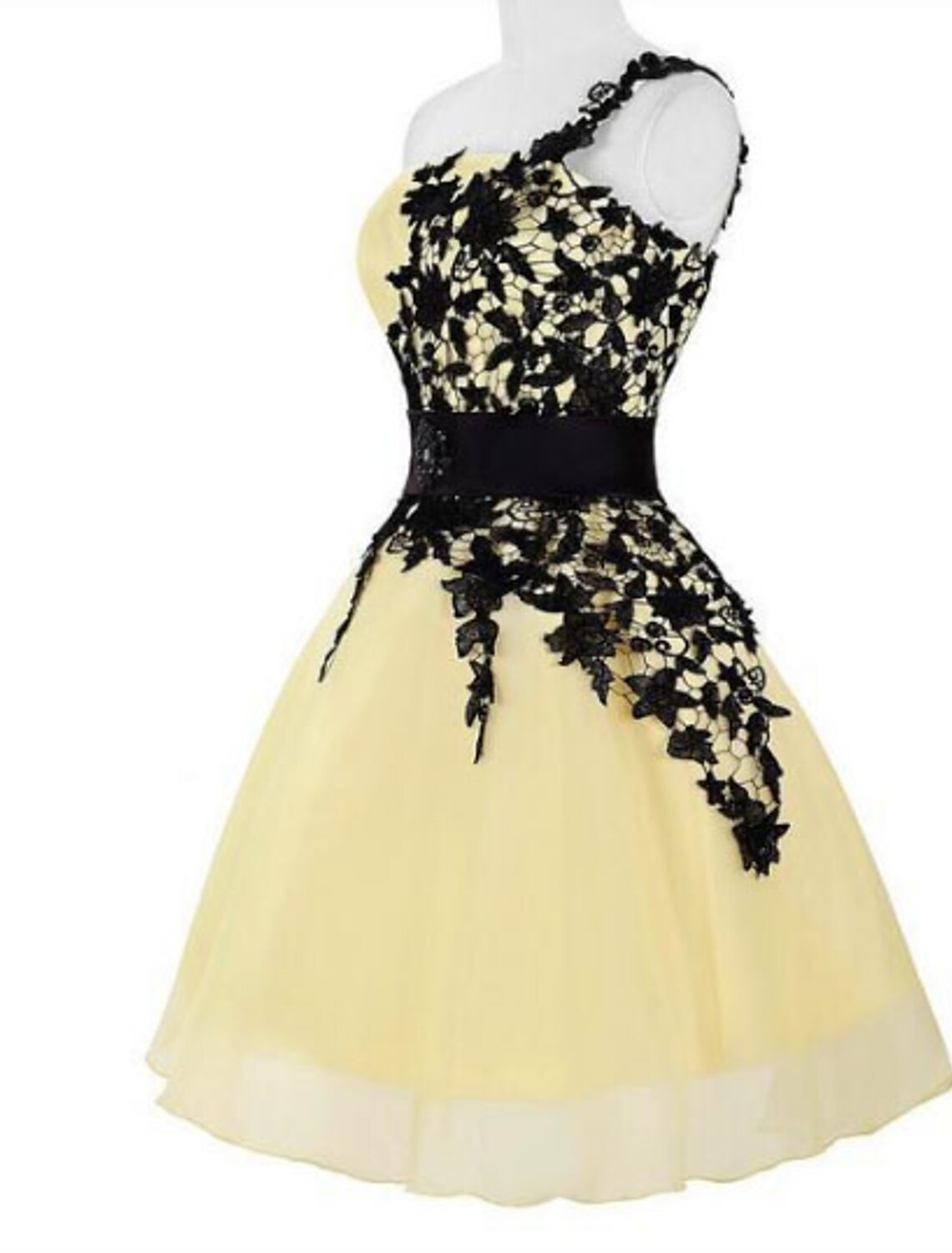 Wholesale A-Line Color Block White Party Wear Cocktail Party Dress One Shoulder Sleeveless Short / Mini Chiffon with Appliques