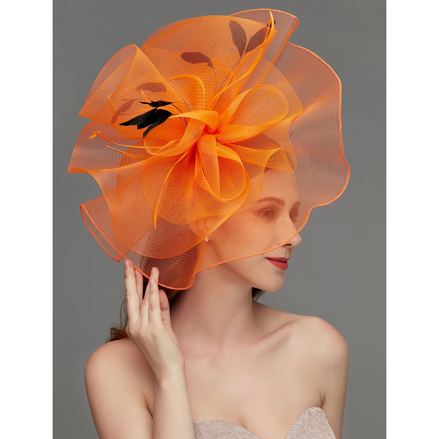 Wholesale Net Fascinators / Headdress / Headpiece with Feather / Flower / Trim 1 PC Wedding / Special Occasion / Tea Party Headpiece