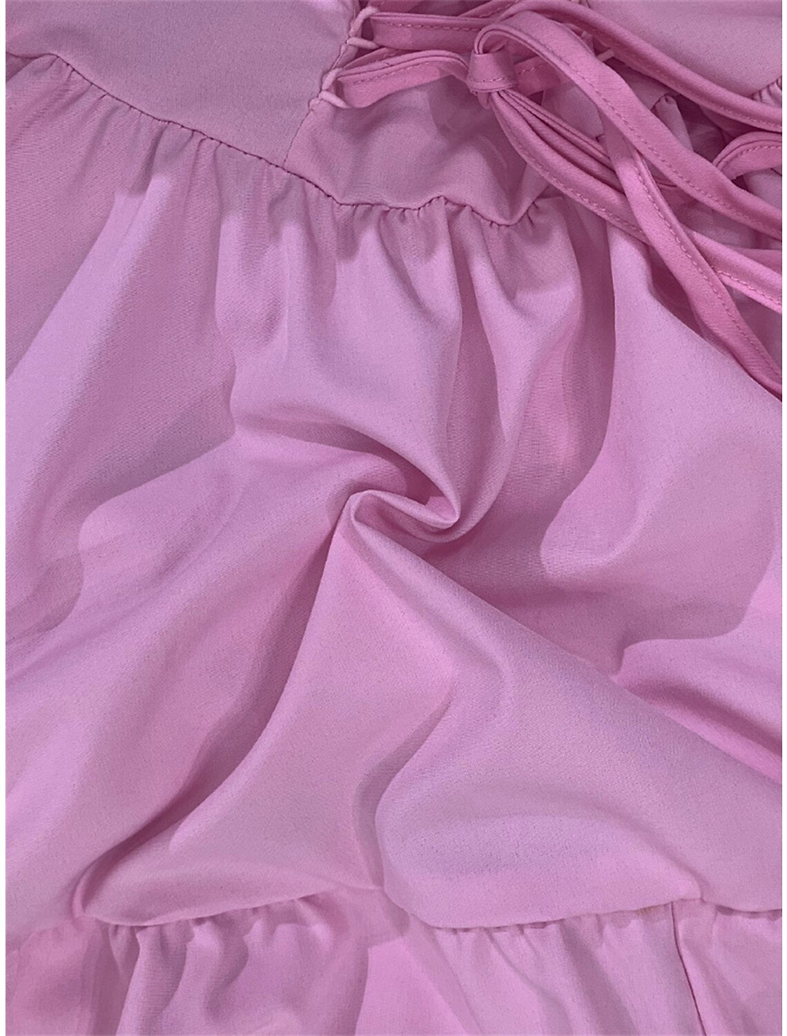 Wholesale Women's Party Dress Homecoming Dress Wedding Guest Dress Mini Dress Yellow Pink Red Short Sleeve Pure Color Lace up Summer Spring Off Shoulder Fashion Birthday Wedding Guest Vacation