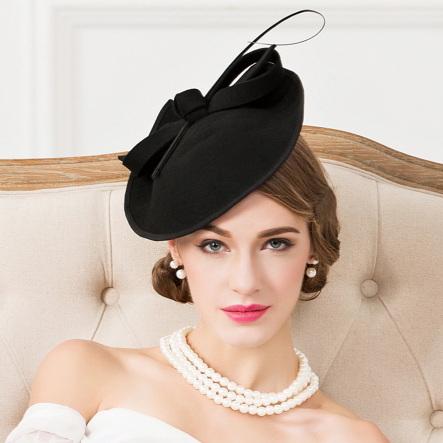 Wholesale Fascinators Hats Headpiece Wool Saucer Hat Wedding Horse Race Ladies Day Cocktail Elegant With Headpiece Headwear