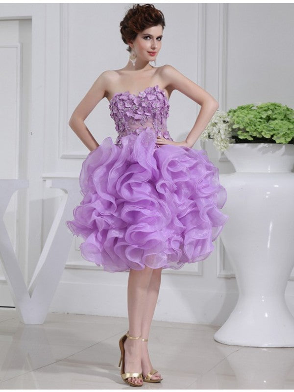 Wholesale A-Line/Princess Beading Sweetheart Sleeveless Short Organza Cocktail Dresses