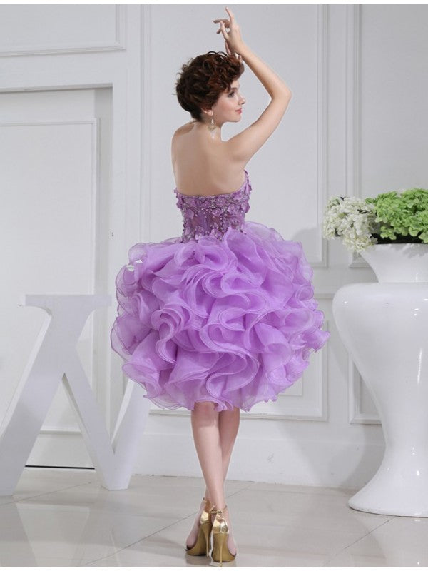 Wholesale A-Line/Princess Beading Sweetheart Sleeveless Short Organza Cocktail Dresses