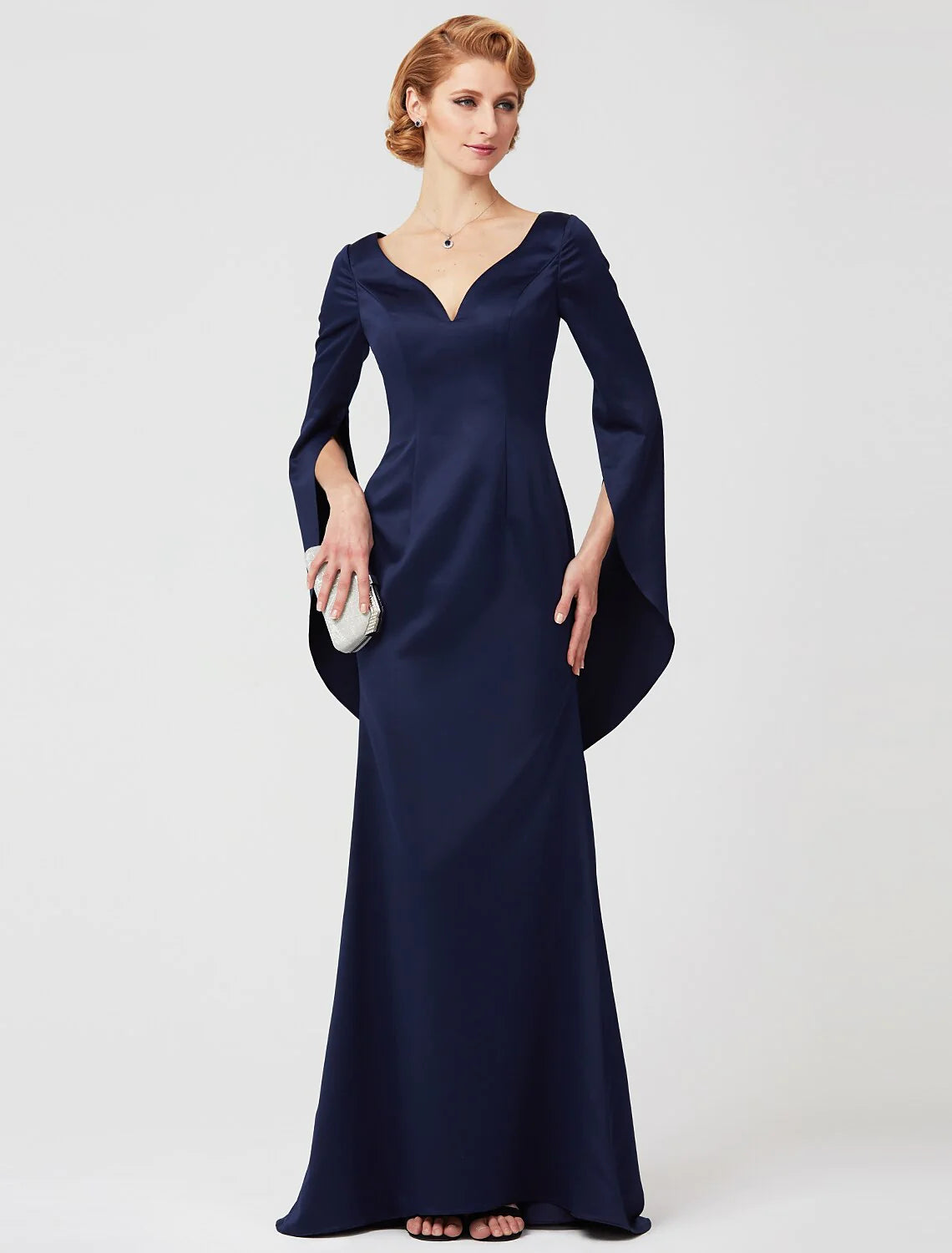 Wholesale Mermaid / Trumpet V Neck Floor Length Polyester Mother of the Bride Dress