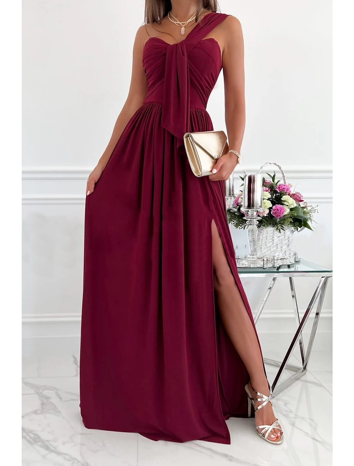 Wholesale Women's Party Dress Long Dress Maxi Dress Light Pink Green Black Sleeveless Pure Color Backless Spring Summer Strapless