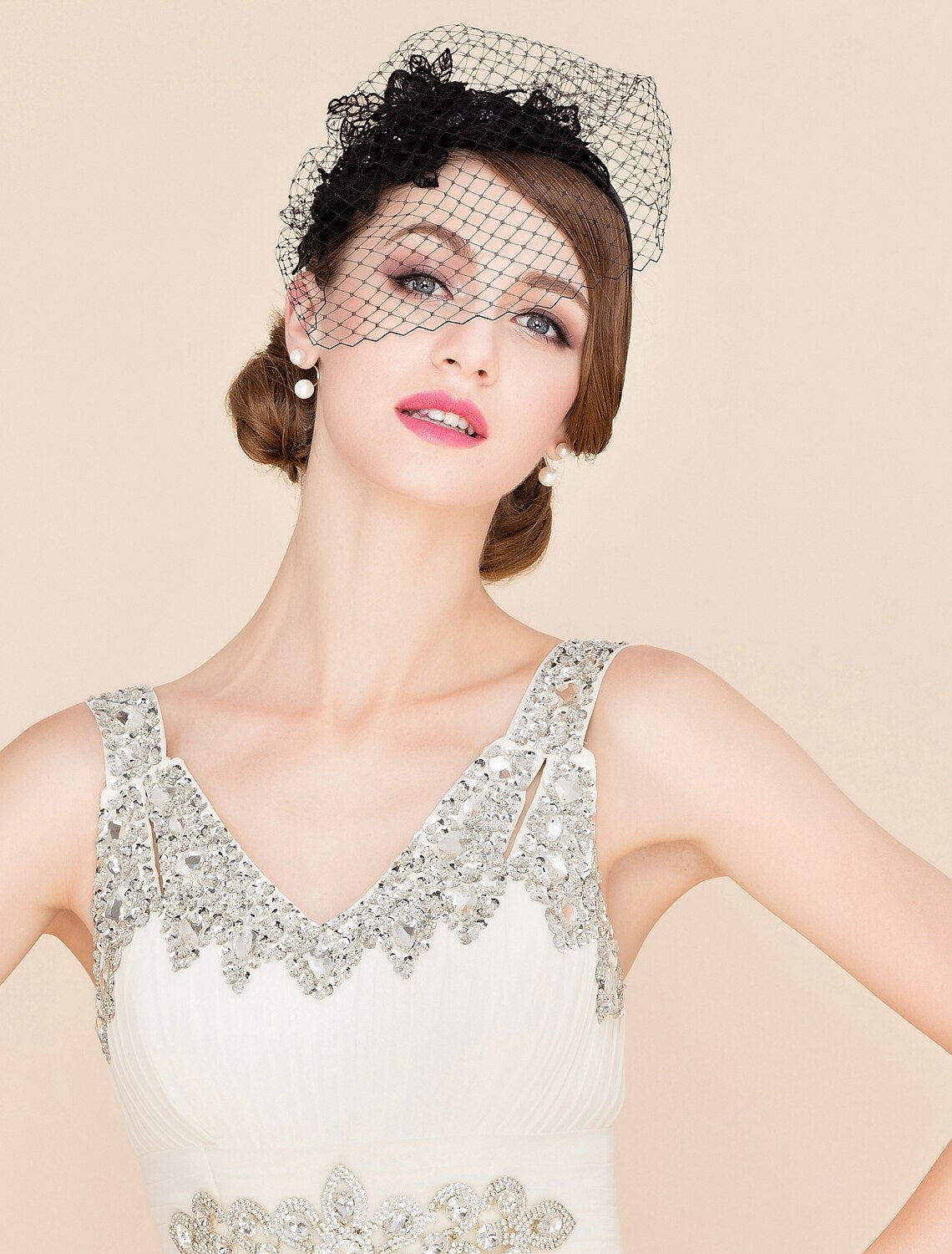 Wholesale Headwear Net Veil Hat Wedding Casual Tea Party Valentine's Day Horse Race Retro Romantic Classic With Tulle Face Veil Headpiece Headwear