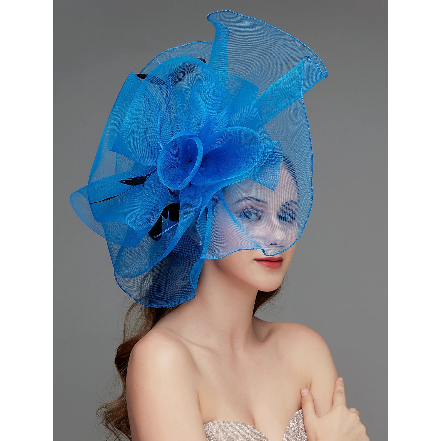 Wholesale Net Fascinators / Headdress / Headpiece with Feather / Flower / Trim 1 PC Wedding / Special Occasion / Tea Party Headpiece