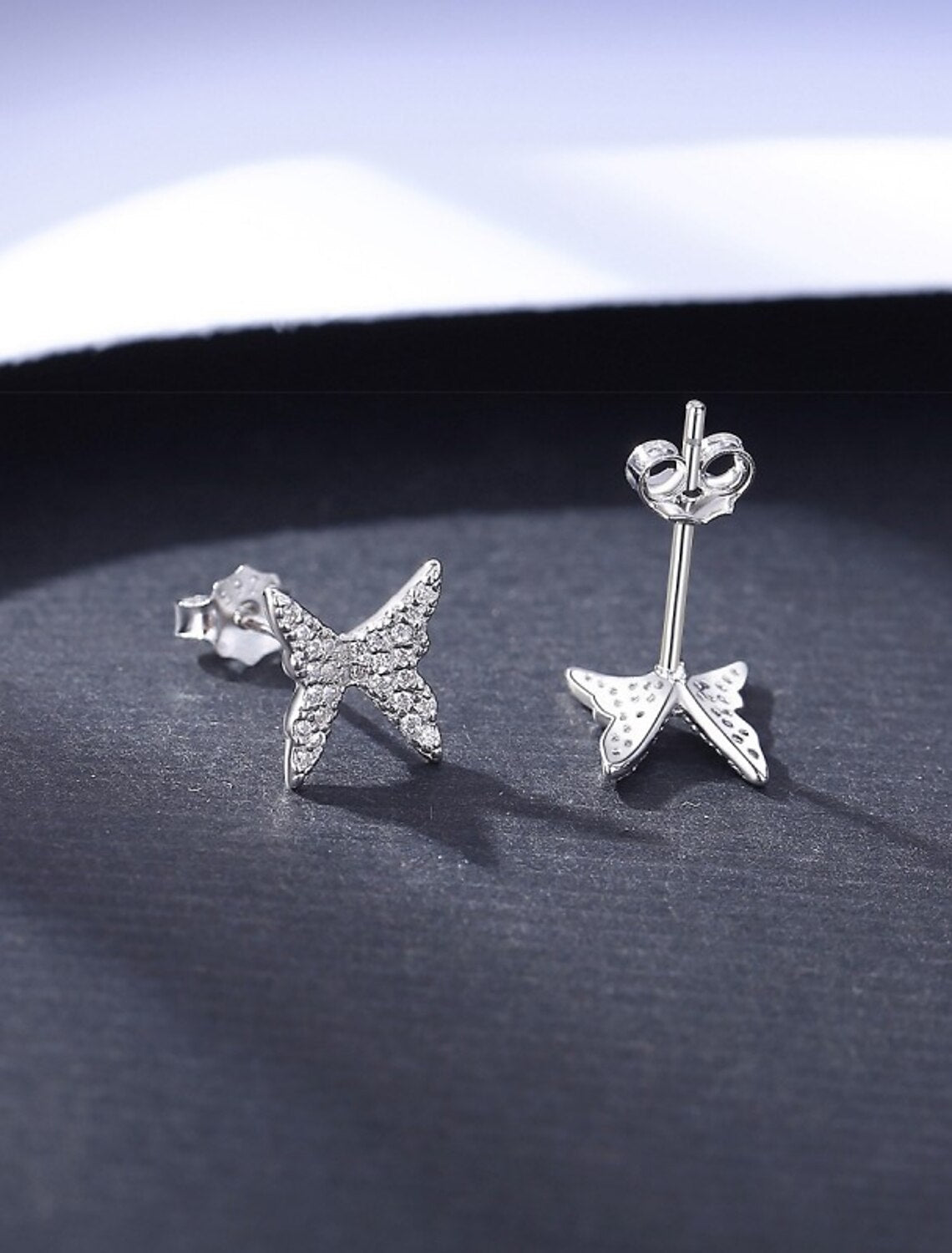 Wholesale Women's Clear Zircon Stud Earrings Fine Jewelry Classic Butterfly Stylish Simple S925 Sterling Silver Earrings Jewelry Silver For Wedding Gift 1 Pair