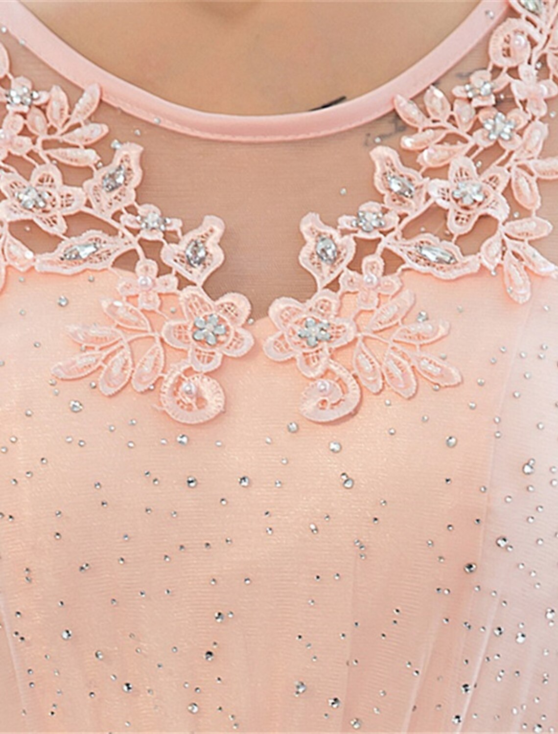 Wholesale  Sheath / Column Dress Wedding Guest Prom Floor Length Sleeveless Illusion Neck Satin with Crystals Appliques