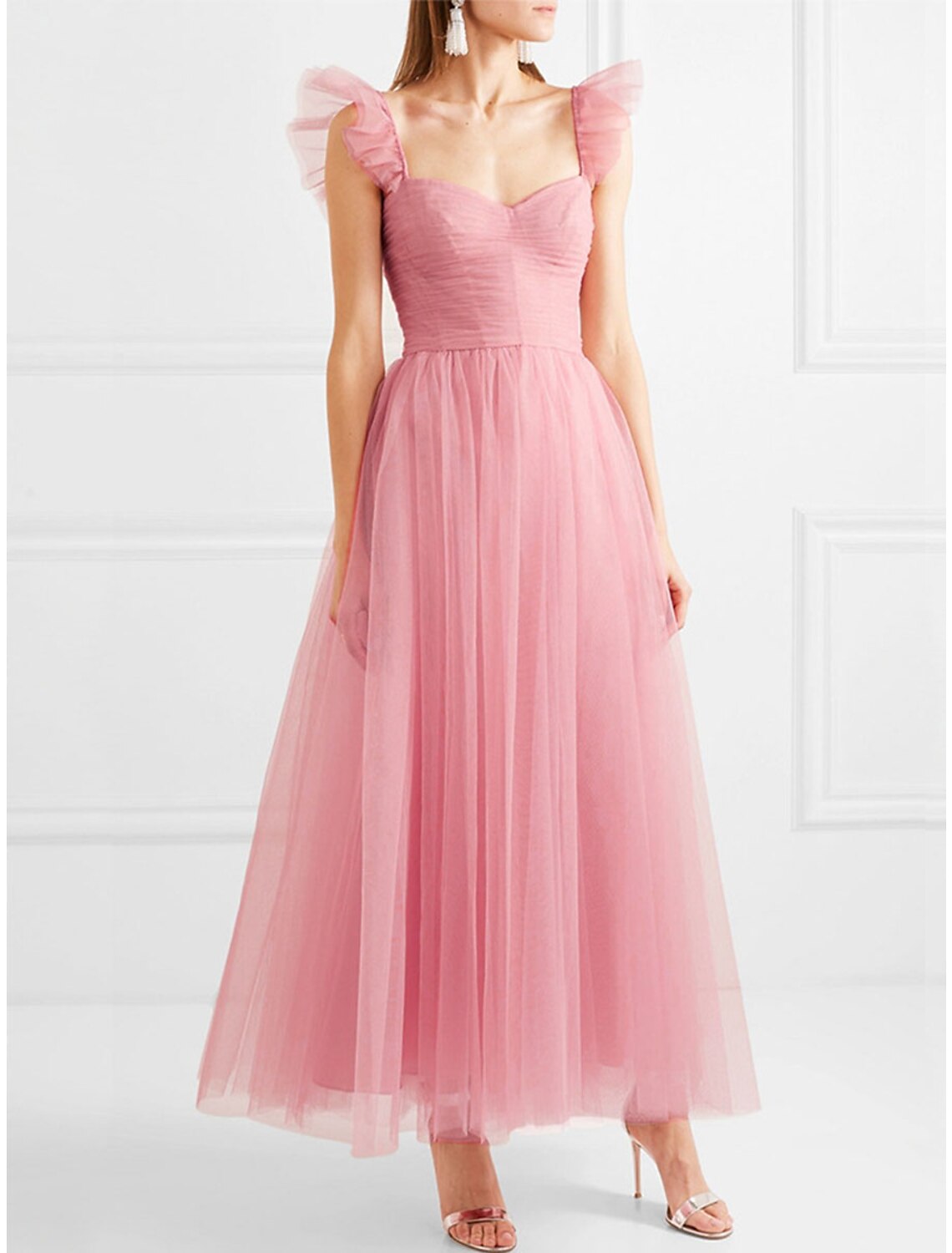 Wholesale Women's Party Dress Homecoming Dress Wedding Guest Dress Long Dress Maxi Dress Pink Sleeveless Pure Color Ruched Spring Fall Winter Spaghetti Strap Fashion Winter Dress Wedding Guest Vacation