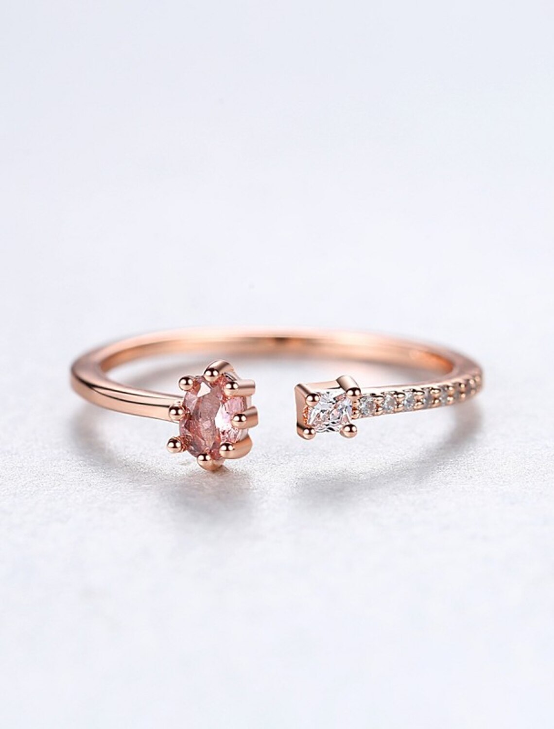 Wholesale Open Ring Gift Classic Rose Gold S925 Sterling Silver Precious Cute Stylish 1PC Synthetic Diamond