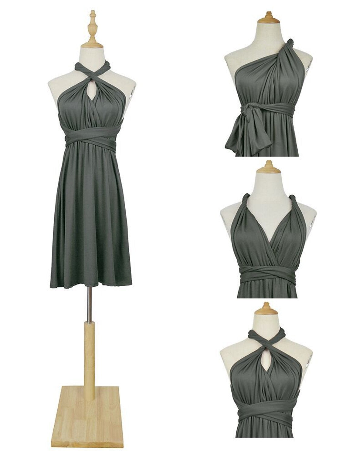 Wholesale A-Line Party Dresses Casual Dress Homecoming Wedding Guest Knee Length Sleeveless Halter Neck Convertible Spandex with Pleats