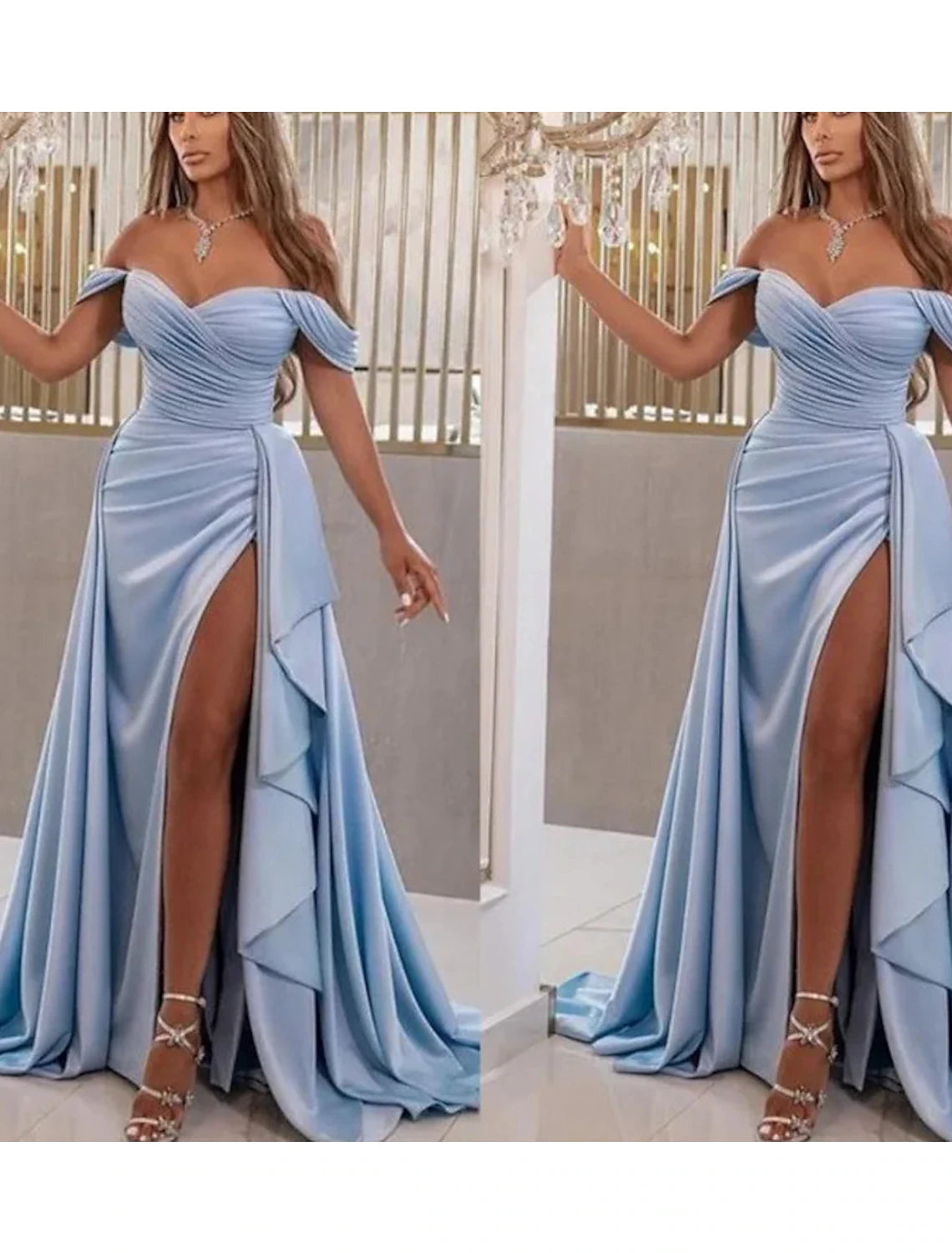 Wholesale  A-Line Prom Dresses High Split Dress Prom Formal Evening Sweep / Brush Train Sleeveless Sweetheart Satin with Slit