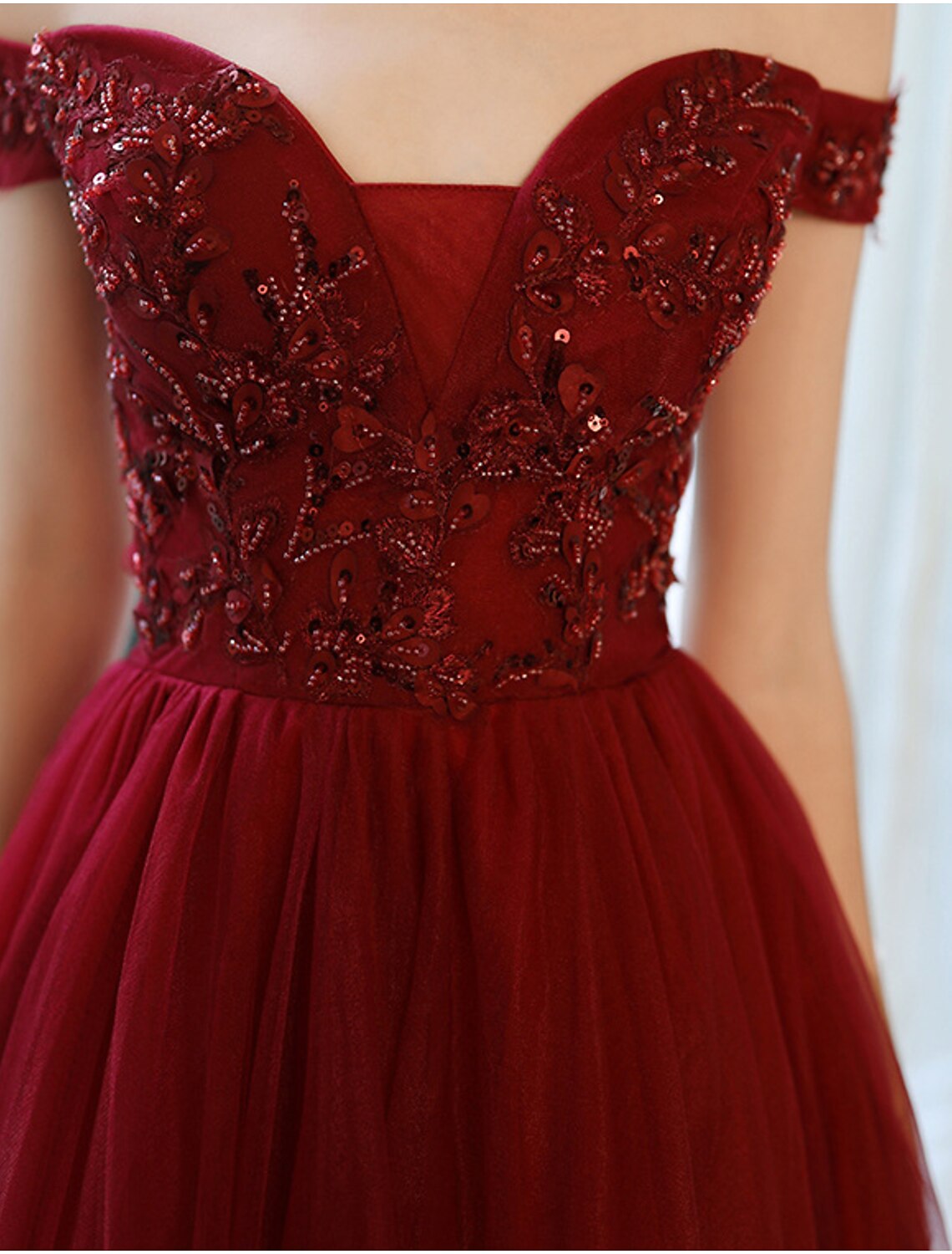 Wholesale A-Line Prom Dresses Luxurious Dress Wedding Guest Formal Evening Floor Length Short Sleeve Spaghetti Strap Tulle with Beading Appliques