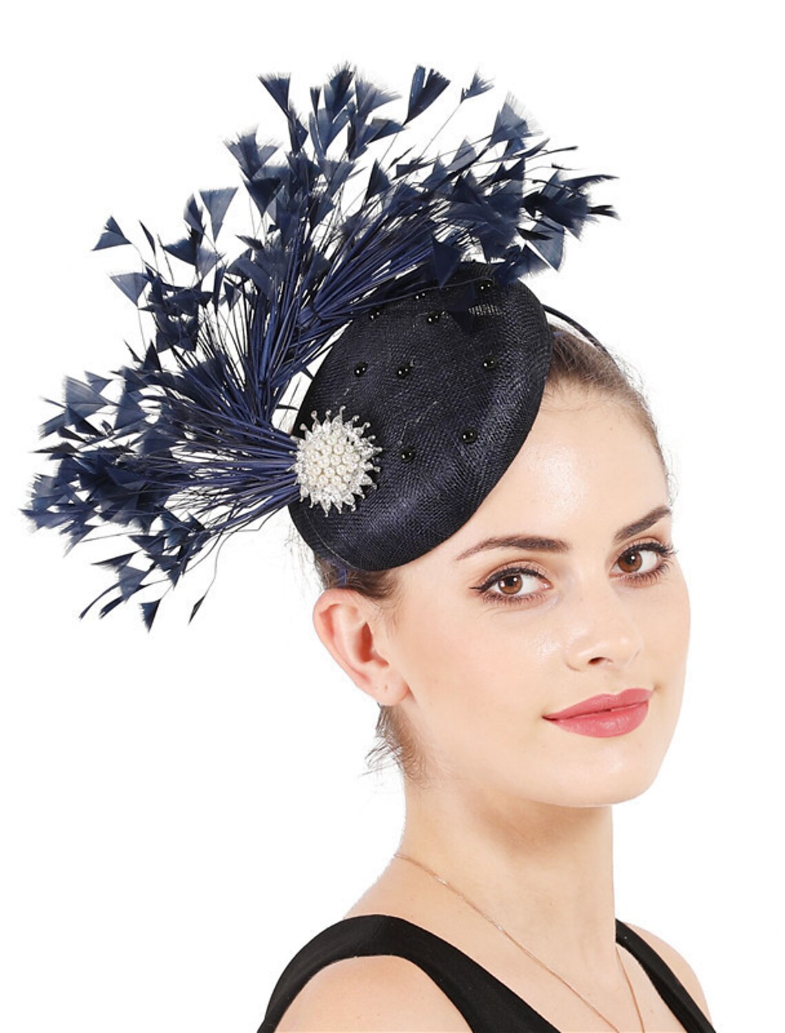 Wholesale Fascinators Hats Headpiece Flax Formal Kentucky Derby Horse Race Ladies Day Cocktail Fashion Glam Elegant With Feather Headpiece Headwear