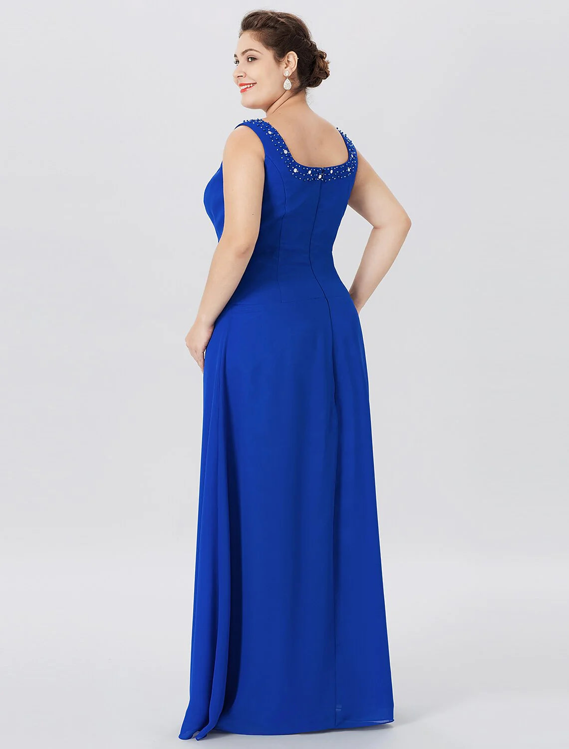 Wholesale A-Line Mother of the Bride Dress Formal Classic & Timeless Elegant & Luxurious Plus Size Straps Floor Length Chiffon Lace Long Sleeve Wrap Included with Pearls Crystals