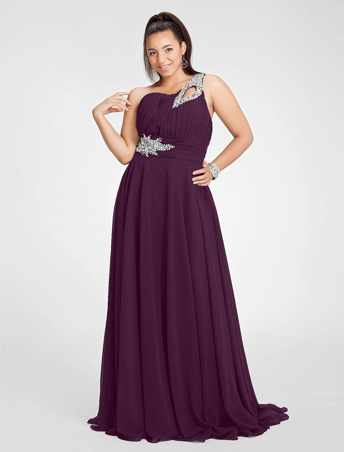 Wholesale A-Line Cut Out Dress Wedding Guest Prom Sweep / Brush Train Sleeveless One Shoulder Chiffon with Ruched Beading