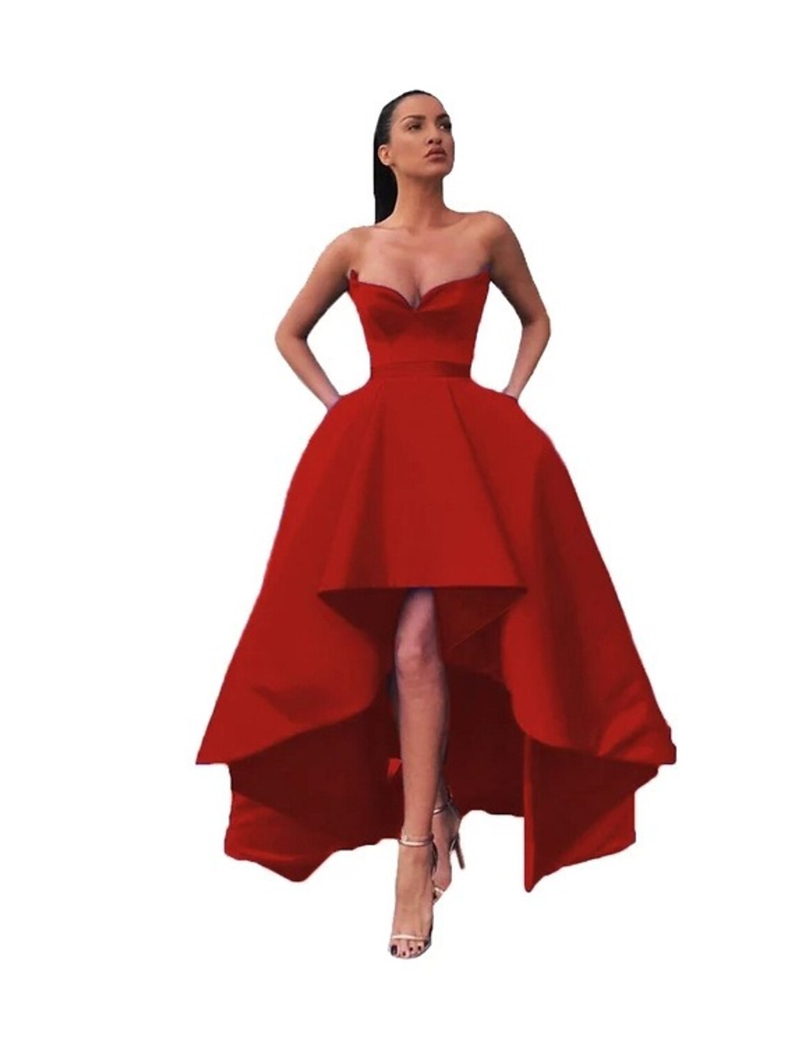 Wholesale A-Line Prom Dresses Sexy Dress Wedding Guest Prom Asymmetrical Sleeveless Off Shoulder Pocket Satin with Pocket